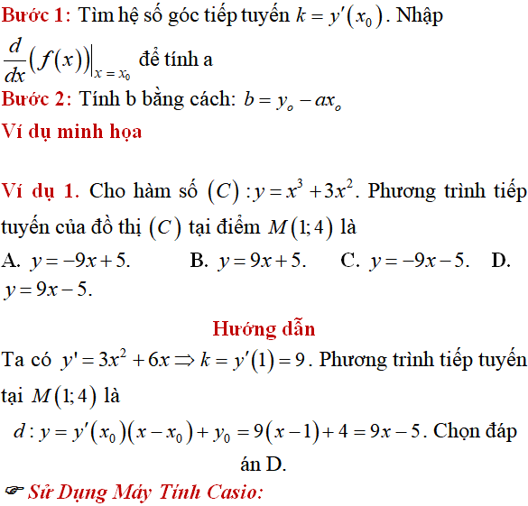 Tiếp tuyến của đồ thị hàm số: lý thuyết, các dạng bài - Toán lớp 12