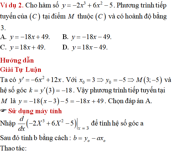 Tiếp tuyến của đồ thị hàm số: lý thuyết, các dạng bài - Toán lớp 12