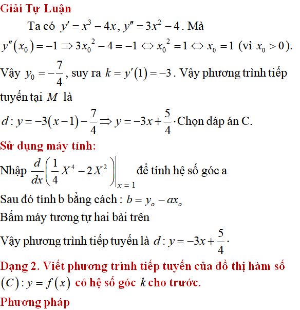 Tiếp tuyến của đồ thị hàm số: lý thuyết, các dạng bài - Toán lớp 12