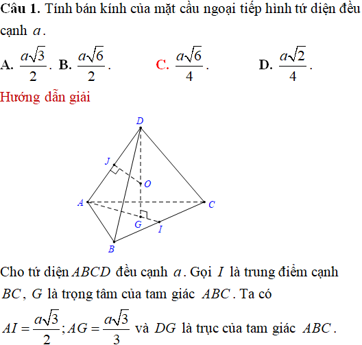 Tìm tâm bán kính mặt cầu ngoại tiếp hình chóp có các cạnh bên bằng nhau - Toán lớp 12