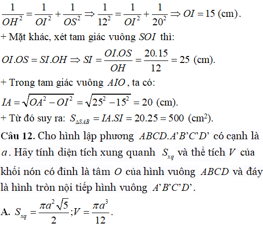 Tìm tâm bán kính mặt cầu ngoại tiếp hình chóp có các cạnh bên bằng nhau - Toán lớp 12