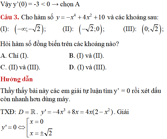 Tính đơn điệu của hàm số - Toán lớp 12