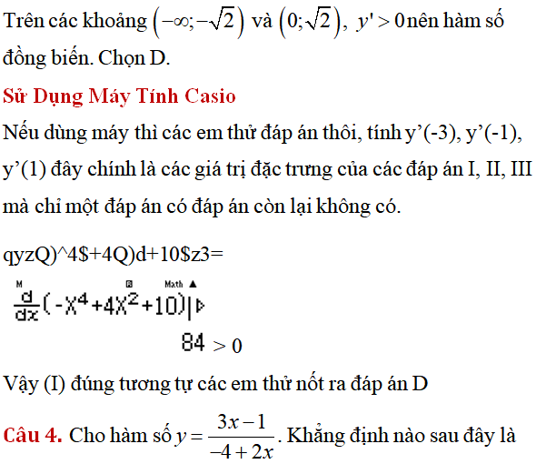 Tính đơn điệu của hàm số - Toán lớp 12