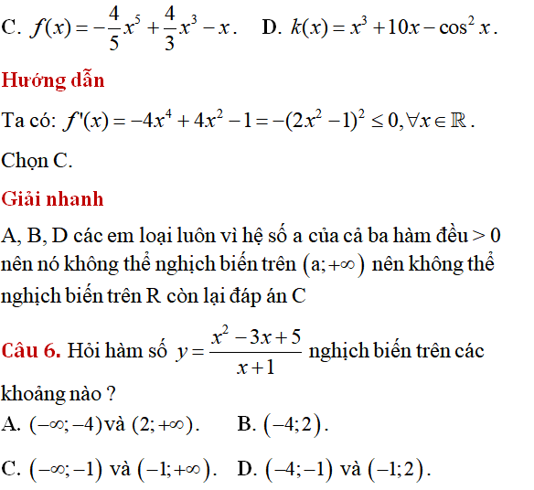 Tính đơn điệu của hàm số - Toán lớp 12