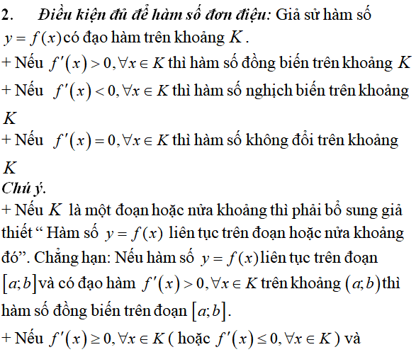 Tính đơn điệu của hàm số - Toán lớp 12