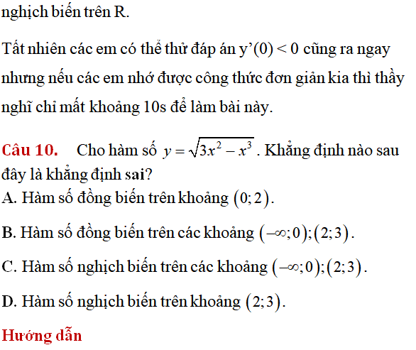 Tính đơn điệu của hàm số - Toán lớp 12