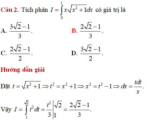 Tính tích phân bằng Phương pháp đổi biến số - Toán lớp 12