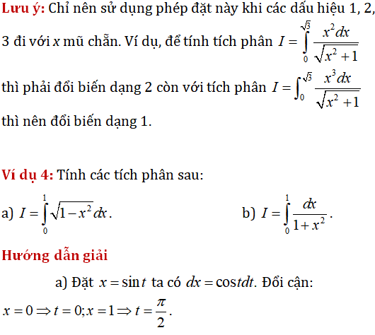 Tính tích phân bằng Phương pháp đổi biến số - Toán lớp 12