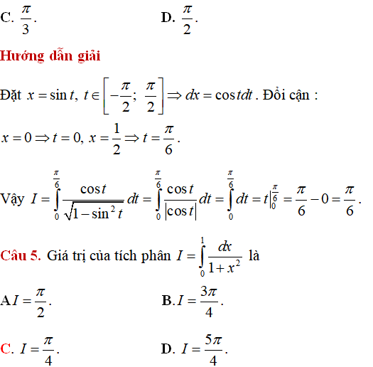 Tính tích phân bằng Phương pháp đổi biến số - Toán lớp 12