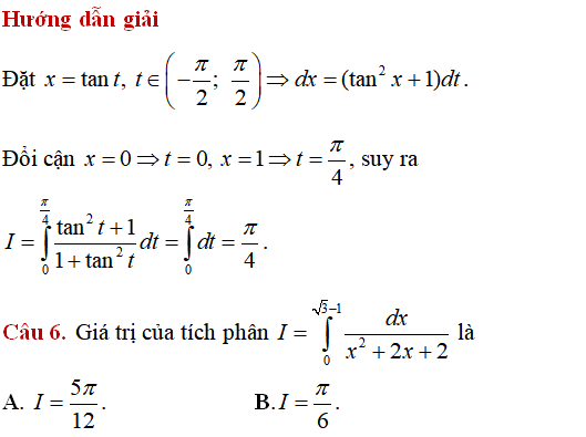 Tính tích phân bằng Phương pháp đổi biến số - Toán lớp 12