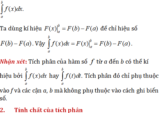 Tính tích phân theo công thức