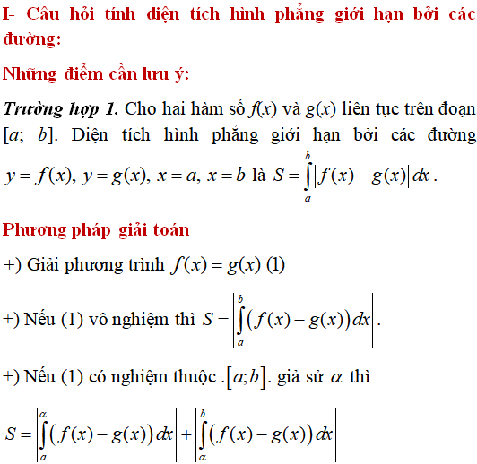 Ứng dụng của tích phân: Tính diện tích hình phẳng giới hạn bởi các đường (cơ bản) - Toán lớp 12