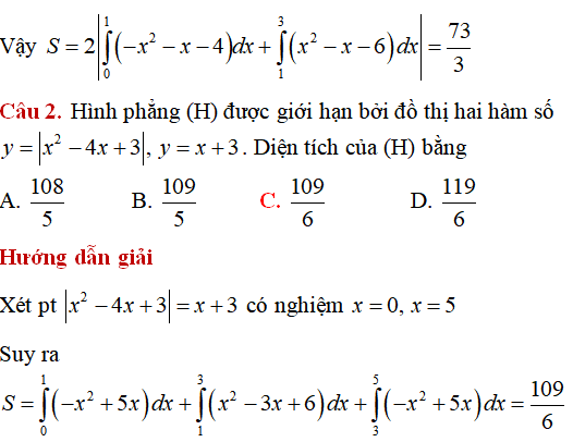 Ứng dụng của tích phân: Tính diện tích hình phẳng giới hạn bởi các đường (nâng cao) - Toán lớp 12