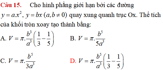 Ứng dụng của tích phân: Tính thể tích vật tròn xoay giới hạn bởi các đường (cơ bản) - Toán lớp 12