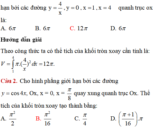 Ứng dụng của tích phân: Tính thể tích vật tròn xoay giới hạn bởi các đường (cơ bản) - Toán lớp 12