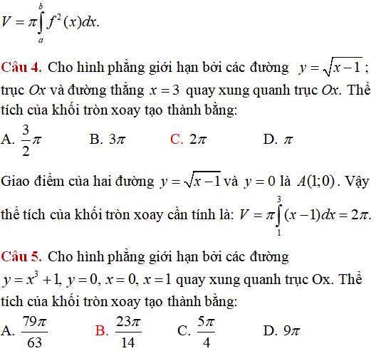 Ứng dụng của tích phân: Tính thể tích vật tròn xoay giới hạn bởi các đường (cơ bản) - Toán lớp 12