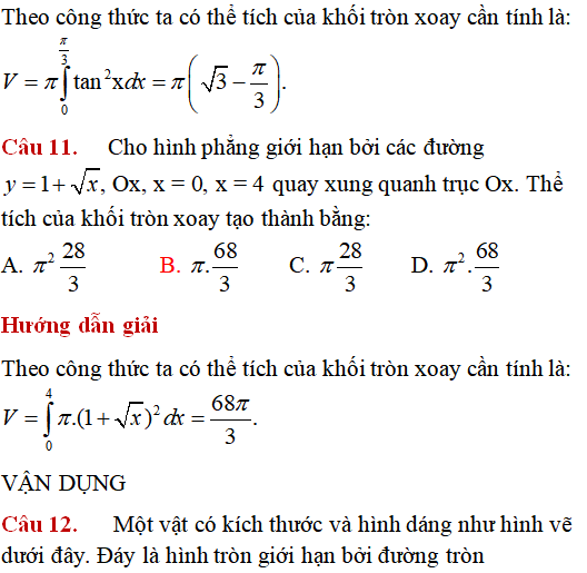 Ứng dụng của tích phân: Tính thể tích vật tròn xoay giới hạn bởi các đường (cơ bản) - Toán lớp 12