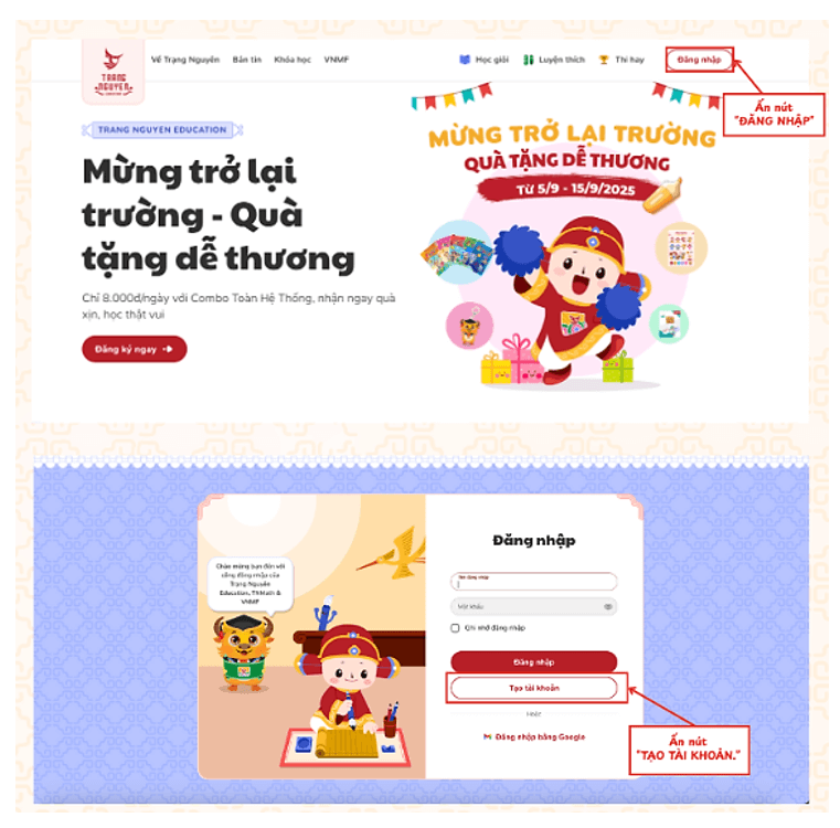 Hướng dẫn đăng nhập thi Trạng Nguyên Tiếng Việt mới nhất