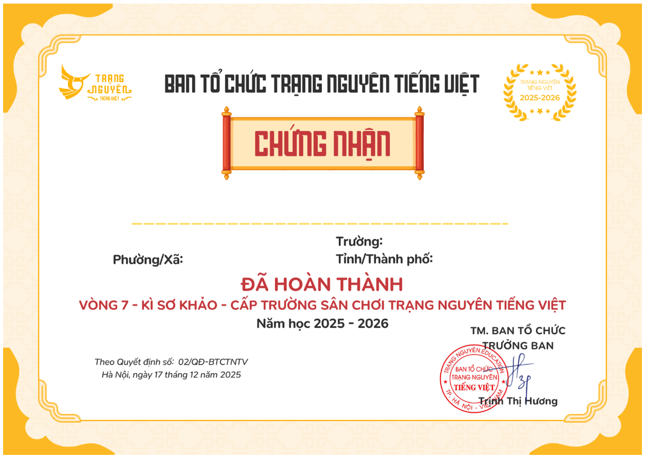 Hướng dẫn nhà trường tải giấy chứng nhận và giấy khen Vòng Sơ khảo cấp Trường 2025-2026