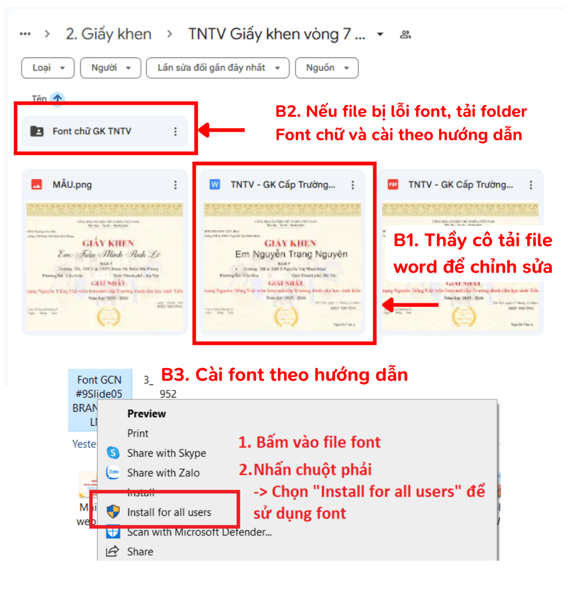 Hướng dẫn nhà trường tải giấy chứng nhận và giấy khen Vòng Sơ khảo cấp Trường 2025-2026