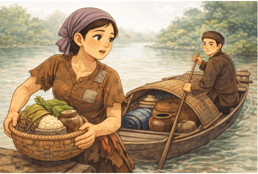 Ý nghĩa Ai kêu ai hú bên sông, Tôi đang sắm sửa cho chồng xuống ghe (chi tiết nhất) (ảnh 1)