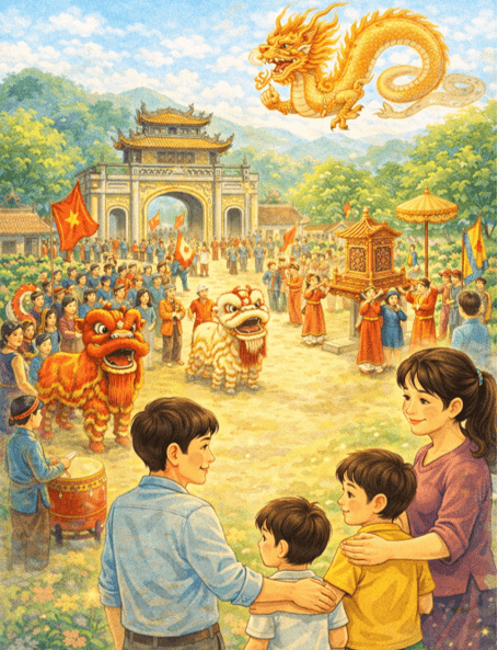 Ý nghĩa Ai là con cháu Rồng Tiên, Tháng hai mở hội Trường Yên thì về (chi tiết nhất) (ảnh 1)