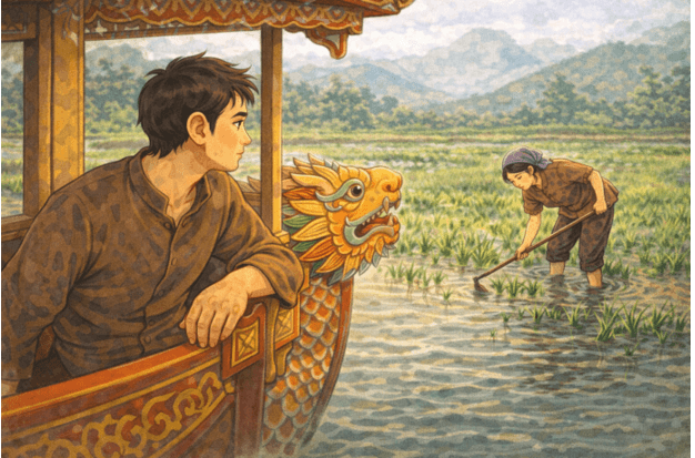 Ý nghĩa Anh ngồi tựa mạn thuyền rồng / Thấy em cuốc cỏ trên đồng anh thương (chi tiết nhất) (ảnh 1)