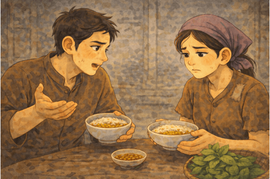 Ý nghĩa Anh nói em cũng nghe anh / Bát cơm đã trót chan canh mất rồi! (chi tiết nhất) (ảnh 1)