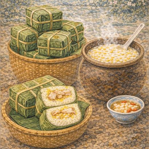 Ý nghĩa Bánh chưng cầu Hậu, cháo đậu quán Lào (chi tiết nhất)