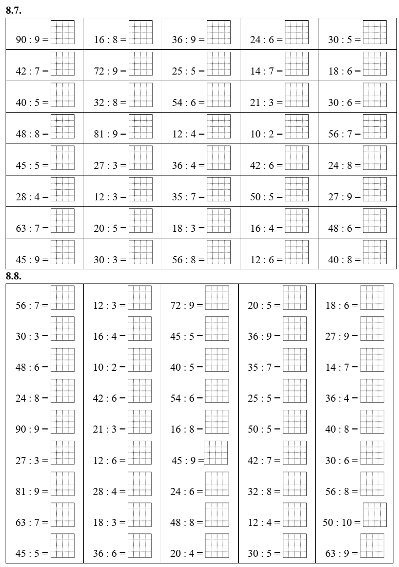 Bảng cửu chương - Bảng chia lớp 3 (có lời giải)