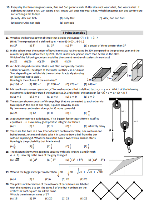 Bộ đề mẫu cấp độ 6 (lớp 11 - 12) cuộc thi Toán Quốc tế Kangaroo