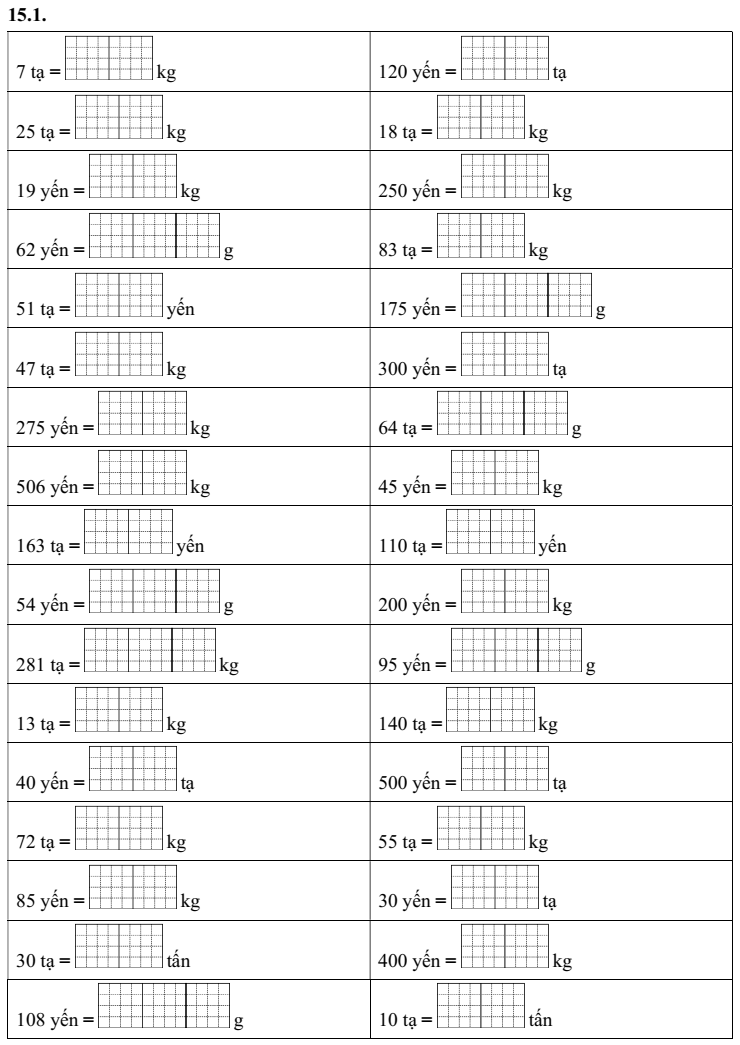 Đơn vị đo khối lượng lớp 5 (có lời giải)