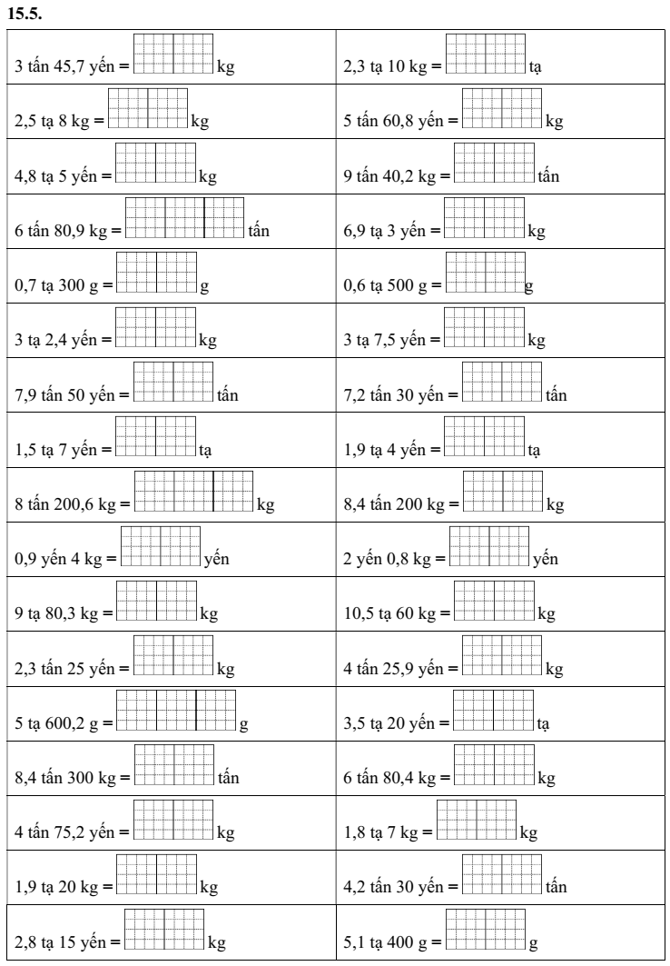Đơn vị đo khối lượng lớp 5 (có lời giải)