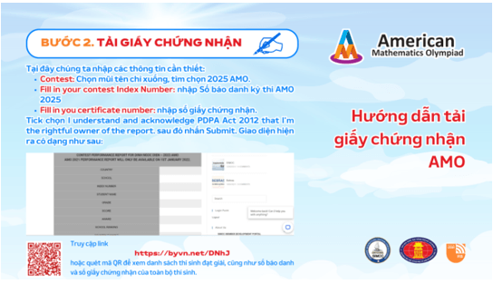 Hướng dẫn tải giấy chứng nhận AMO 2025 và xem lại bài làm