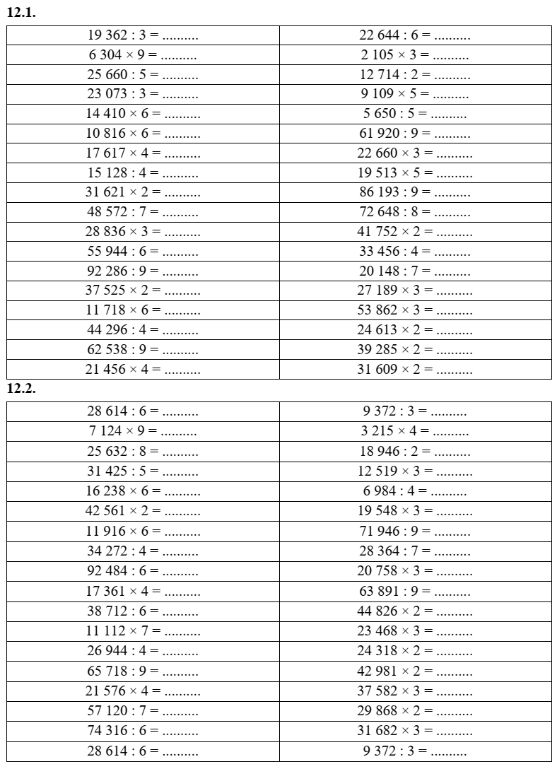 Phép nhân, phép chia trong phạm vi 100 000 lớp 3 (có lời giải)