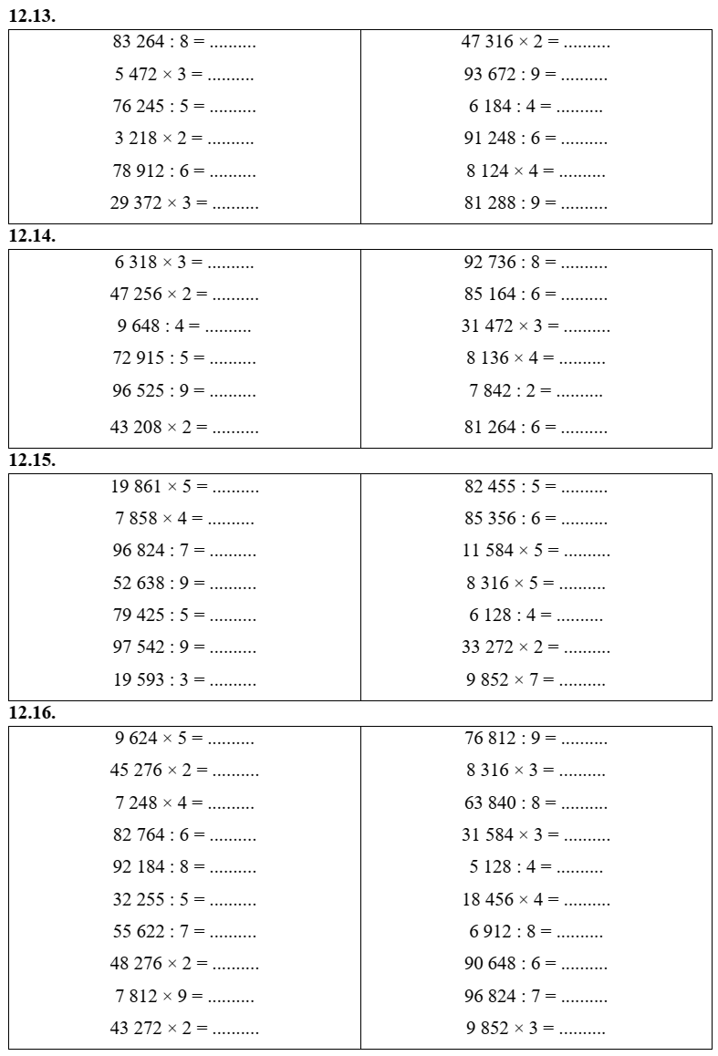 Phép nhân, phép chia trong phạm vi 100 000 lớp 3 (có lời giải)