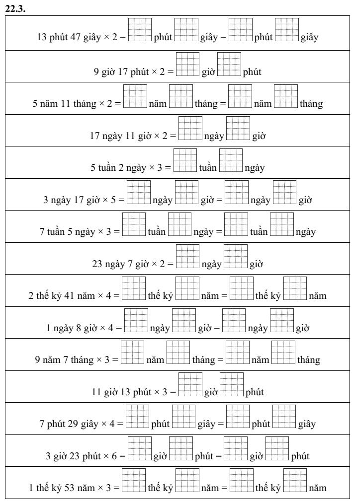 Phép nhân số đo thời gian lớp 5 (có lời giải)