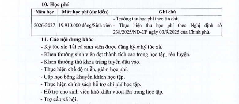 Học phí Trường Đại học Văn hoá TP.HCM (năm 2026)