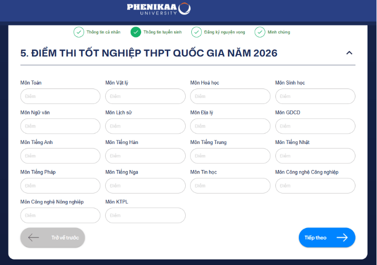 Hướng dẫn đăng ký xét tuyển Đại học Phenikaa năm 2026 mới nhất