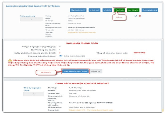 Một nguyện vọng bao nhiêu tiền? Nộp ở đâu? Khi nào?