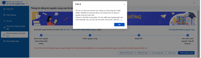 Quy trình thanh toán lệ phí đăng ký nguyện vọng xét tuyển đại học 2026