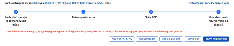 Quy trình thanh toán lệ phí đăng ký nguyện vọng xét tuyển đại học 2026