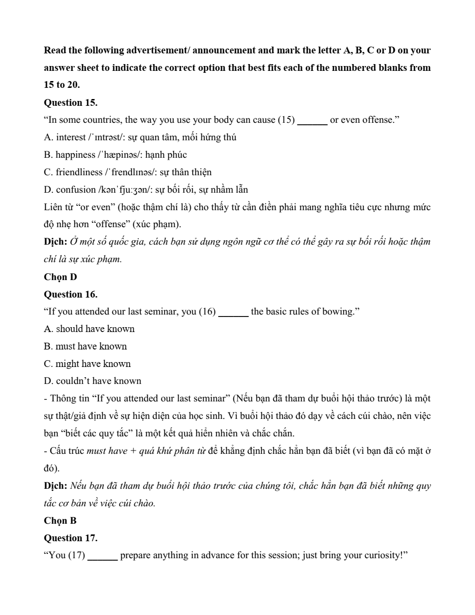 Đề kiểm tra Tiếng Anh 12 Friends Global Unit 3 (có lời giải)