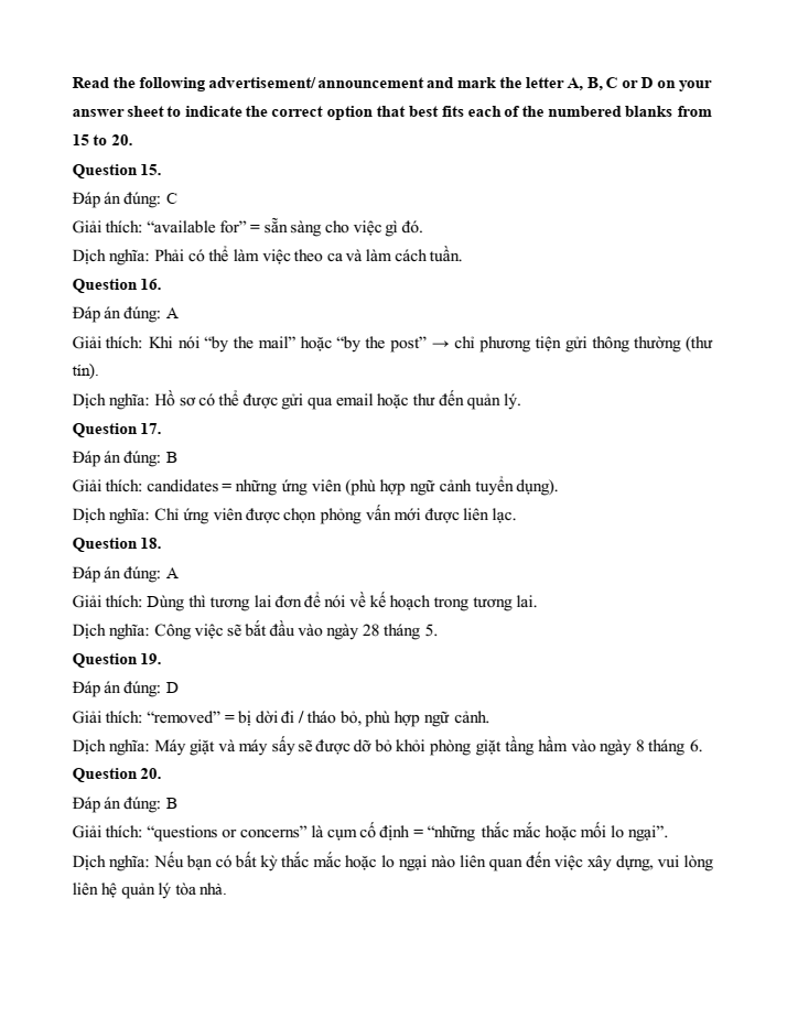 Đề kiểm tra Tiếng Anh 12 Smart World Unit 1 (có lời giải)