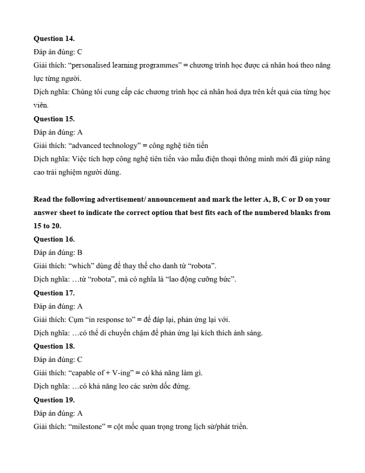 Đề kiểm tra Tiếng Anh 12 Smart World Unit 10 (có lời giải)