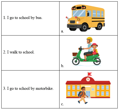 Trắc nghiệm Tiếng Anh lớp 2 Family and Friends Unit 4 (có đáp án): I go to school by bus