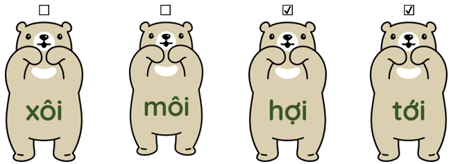 Trắc nghiệm Tiếng Việt lớp 1 Bài 101 (có đáp án): ôi, ơi | Cánh diều