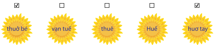 Trắc nghiệm Tiếng Việt lớp 1 Bài 114 (có đáp án): uê, uơ | Cánh diều