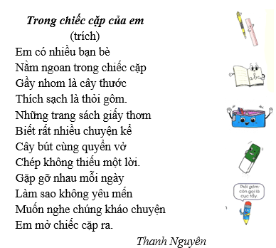 Trong chiếc cặp của em – Bài 2 – Tiếng Việt lớp 1 (trang 92 → 93) - Chân trời sáng tạo