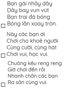 Trắc nghiệm Tiếng Việt lớp 1 Bài 3 (có đáp án): Cùng vui chơi | Chân trời sáng tạo